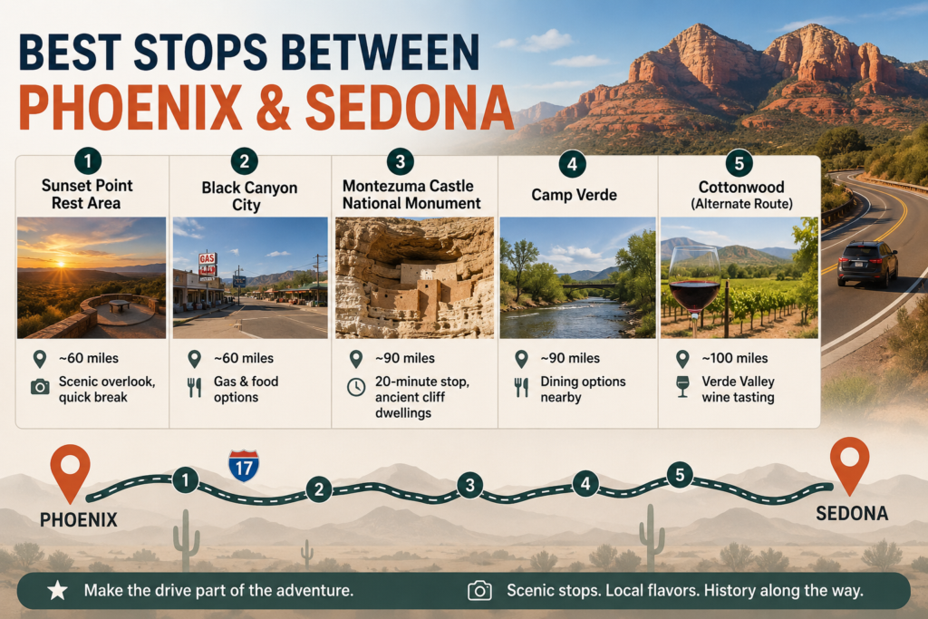 Sedona Day Trip from Phoenix: 7 Best Stops + Smart Timing 7 Best Stops Between Phoenix and Sedona