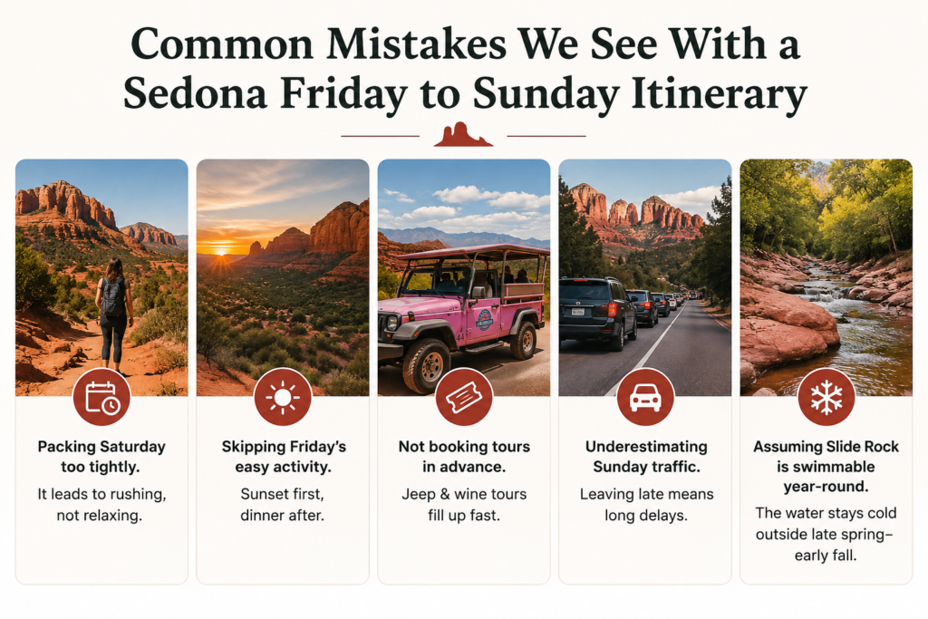 Common Mistakes We See With a Sedona Friday to Sunday Itinerary